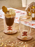 Set of 2 Natural Christmas Gingerbread Tumbler Glasses