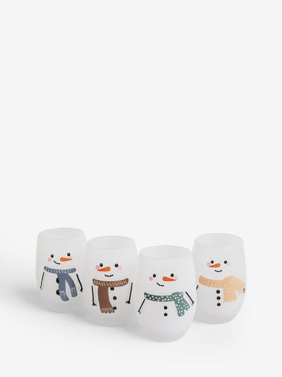 Set mit 4 weißen Weihnachtsmann-Bechergläsern