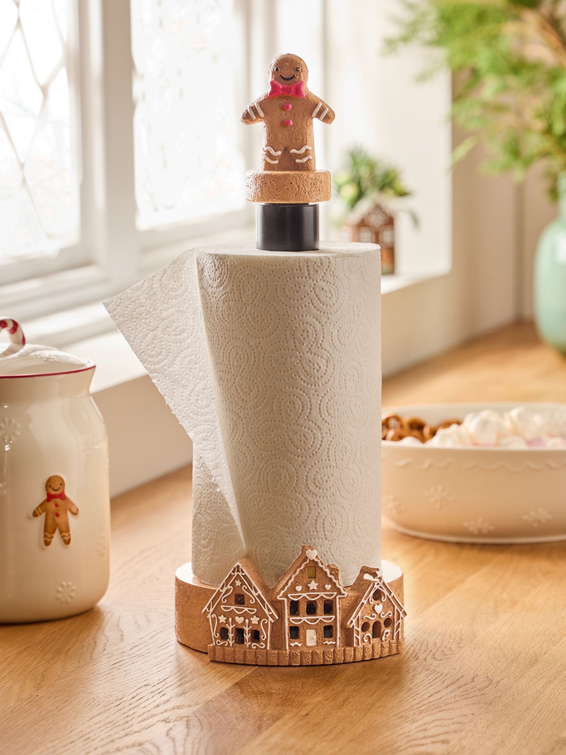 Natural Light Up Gingerbread Kitchen Roll Holder