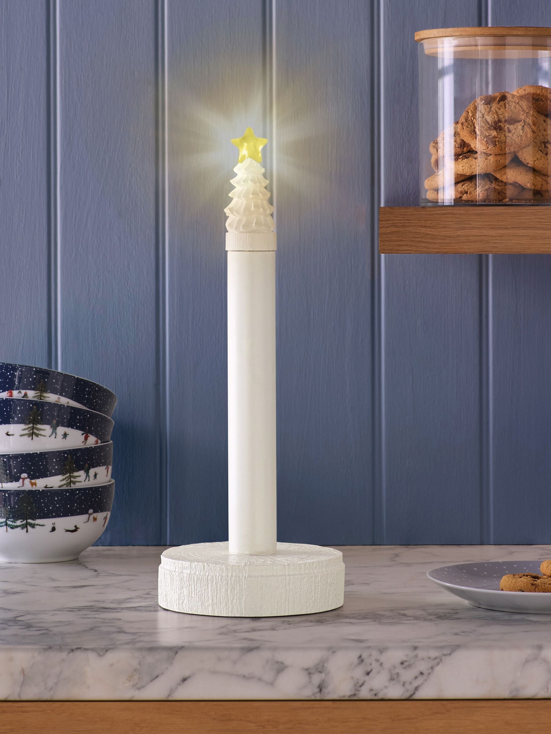 White light-up Christmas tree kitchen roll holder (British brand)