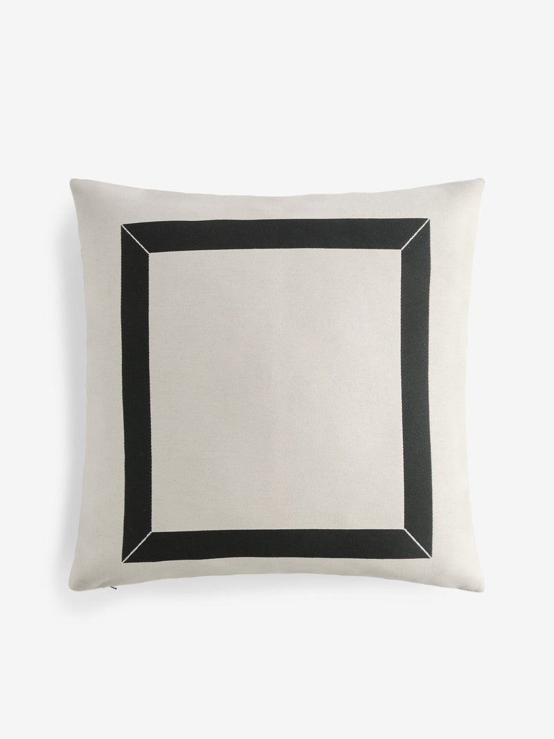 Sosandar Natural Serafina Jacquard Border Cushion 50cm (British brand)