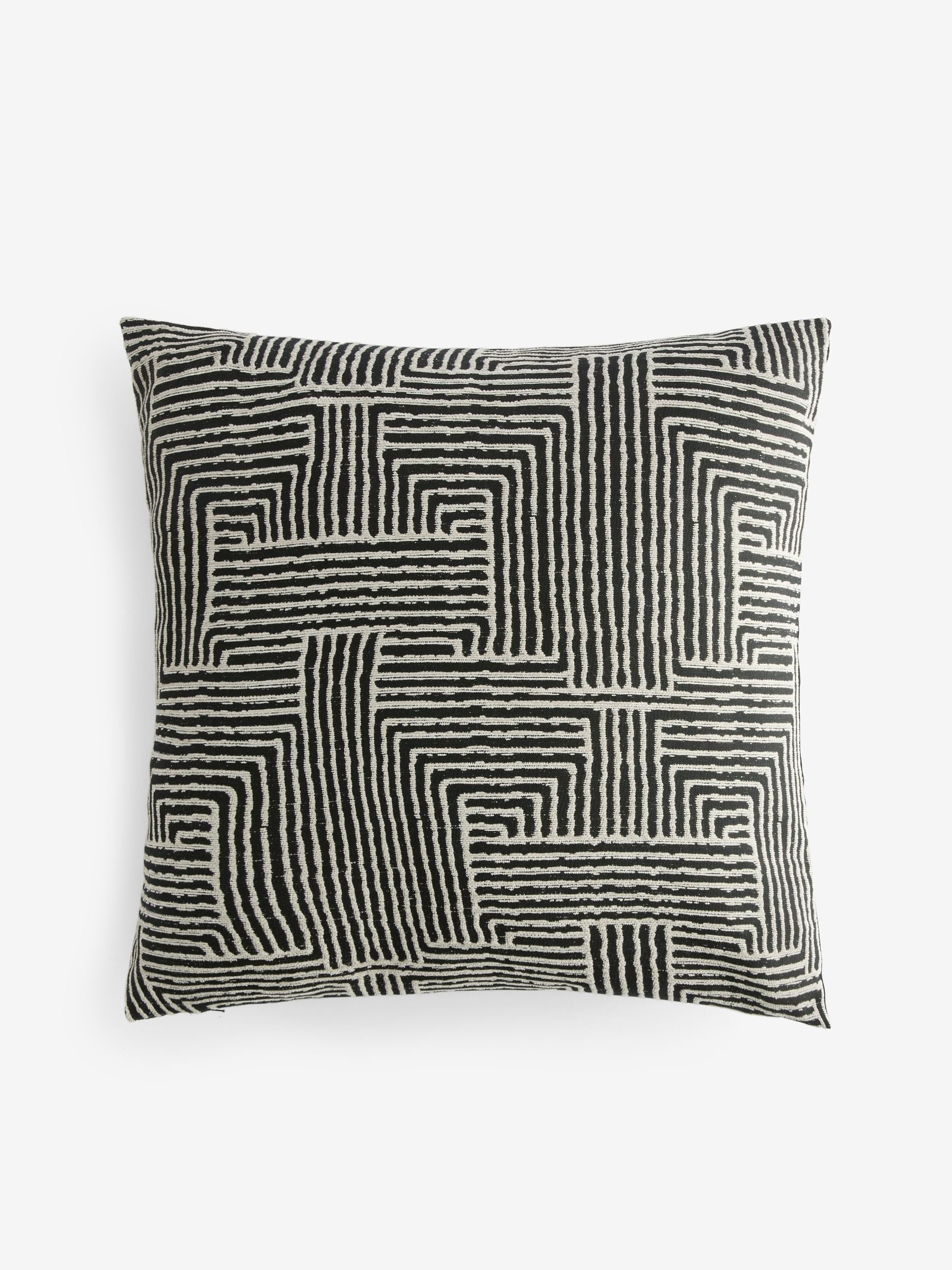Sosandar black Novara woven geo cushion 50cm - British product
