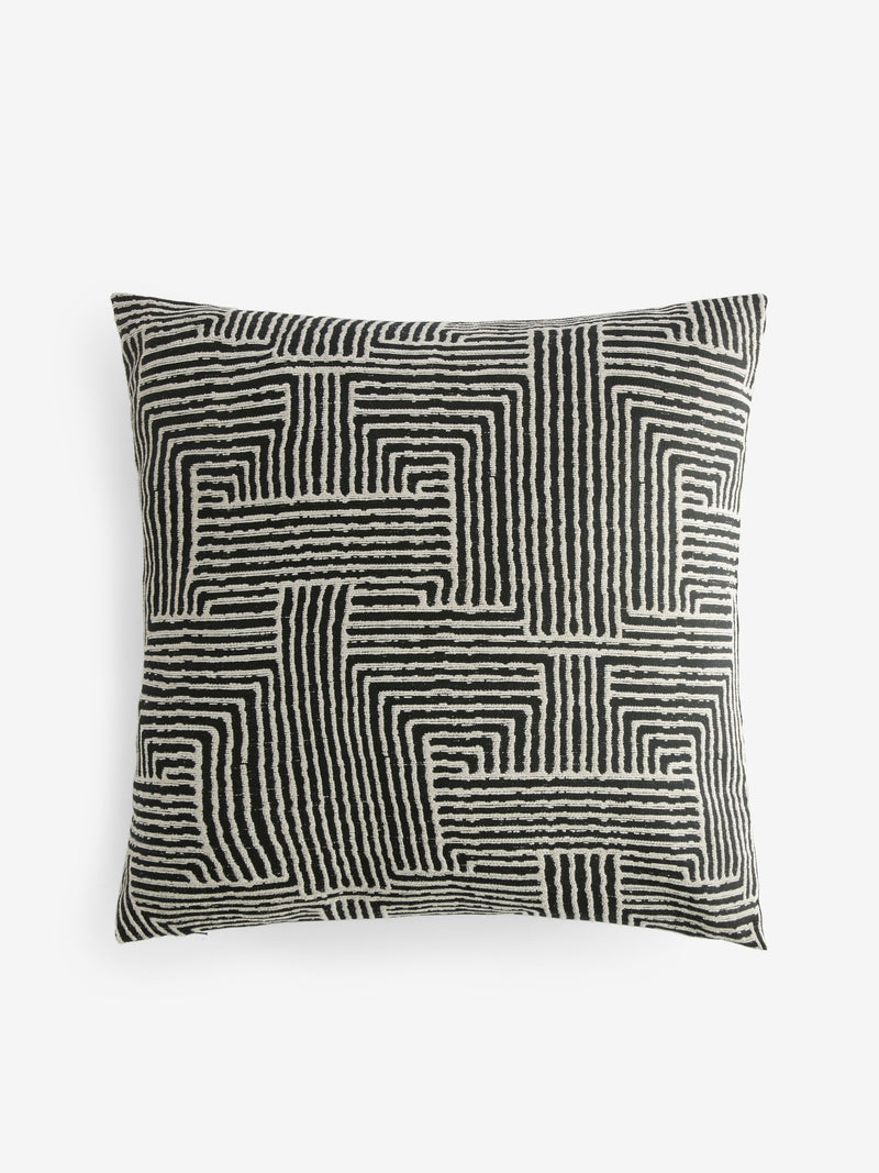 Sosandar black Novara woven geo cushion 50cm - British product