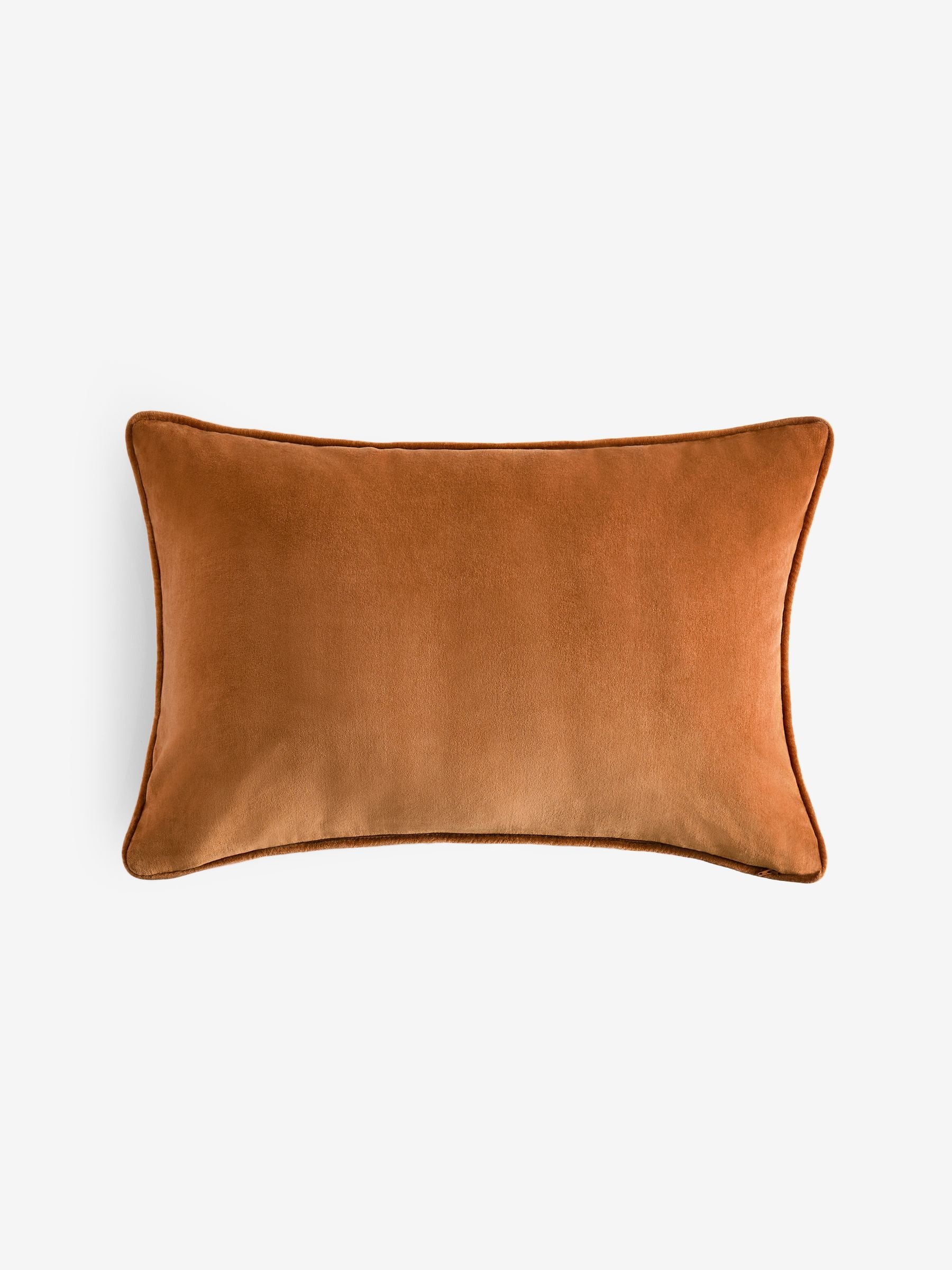 Rockett St George caramel stripe cotton velvet cushion 40x59cm - British product