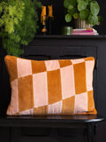 Rockett St George caramel stripe cotton velvet cushion 40x59cm - British product