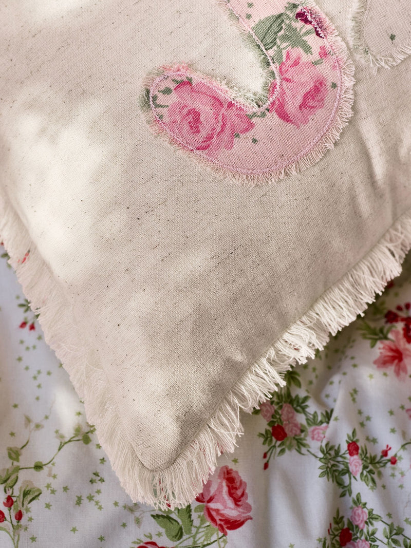 Shabby Chic pink joy floral cushion, imported from the UK