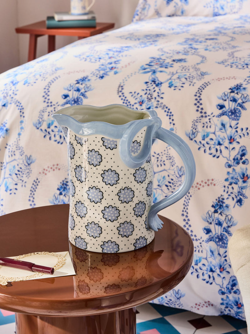 Cath Kidston blue bow jug vase 30cm height - British product