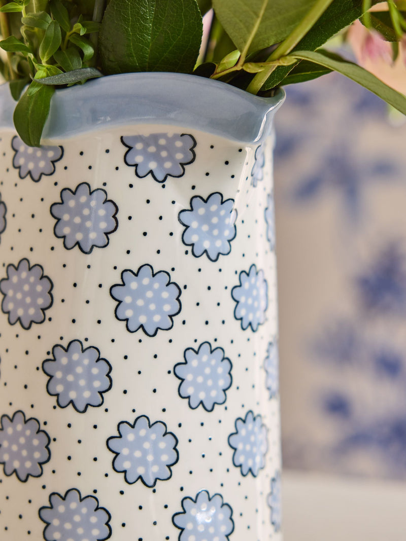 Cath Kidston blue bow jug vase 30cm height - British product