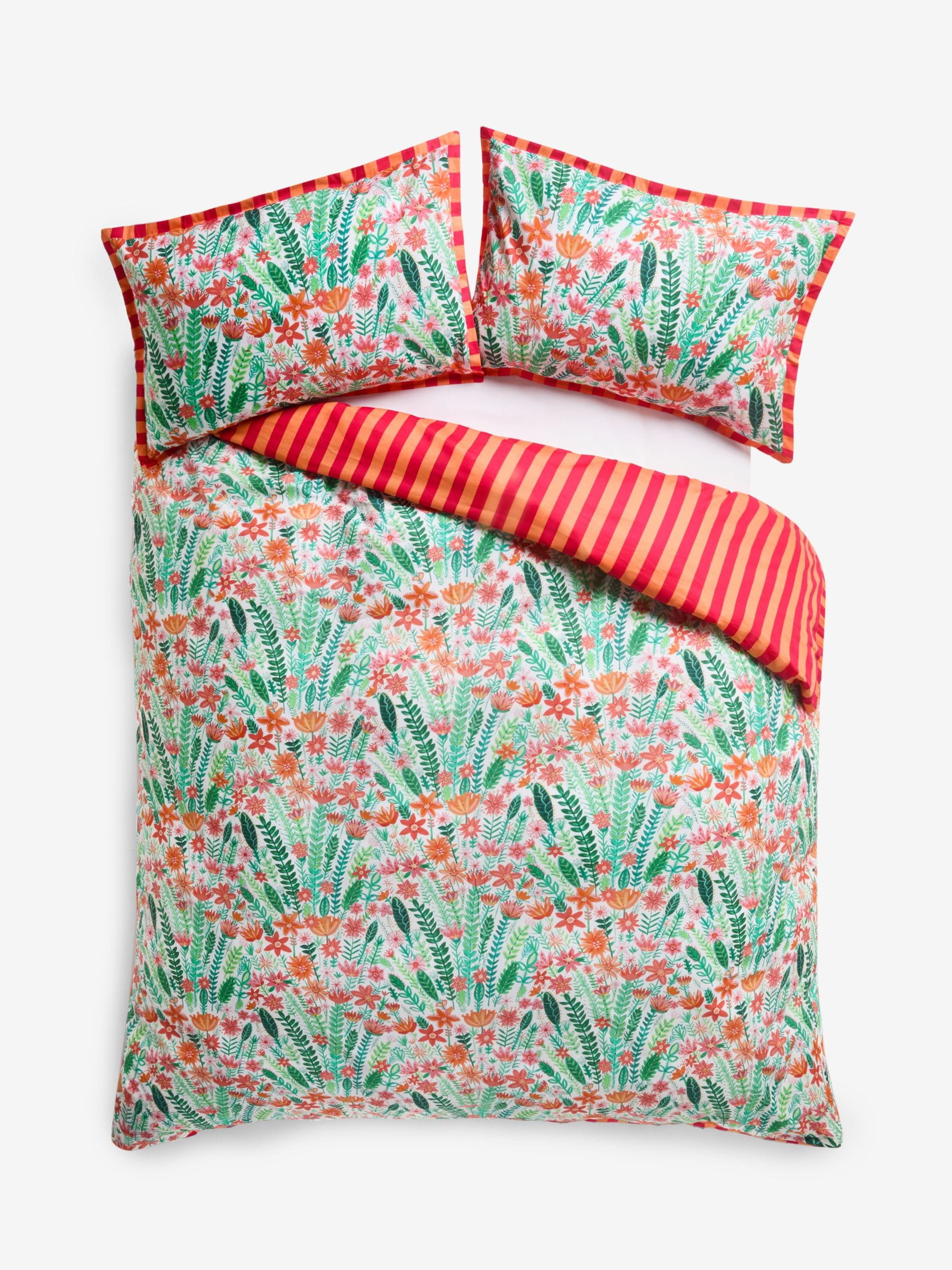 Lucy Tiffney rose dahlias duvet cover and pillowcase set, UK version