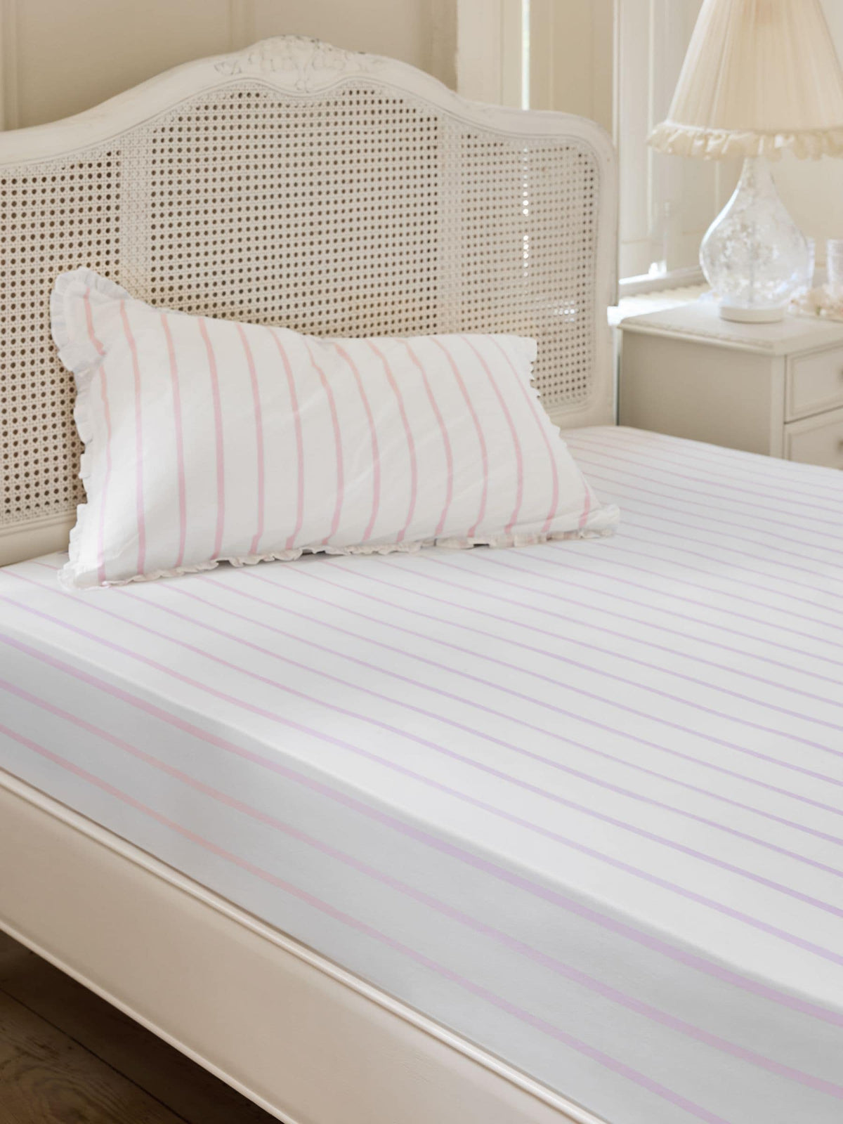 Shabby Chic by Rachel Ashwell pink cabana stripe fitted sheet (British brand)