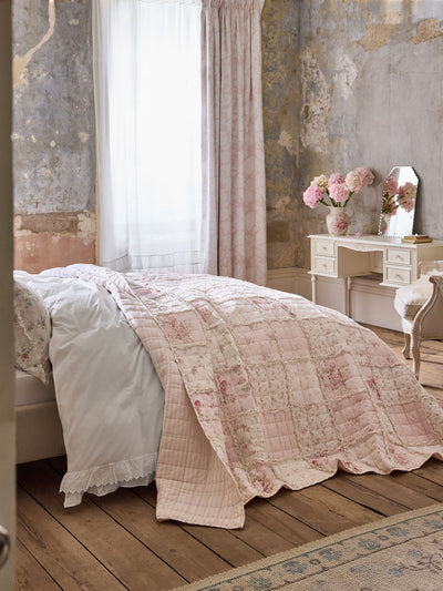 Next Shabby Chic by Rachel Ashwell Pink Floral Print Ruffled Patchwork Bedspread- Buy online at McGrocer