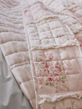 Shabby Chic pink floral ruffled patchwork bedspread, imported from the UK