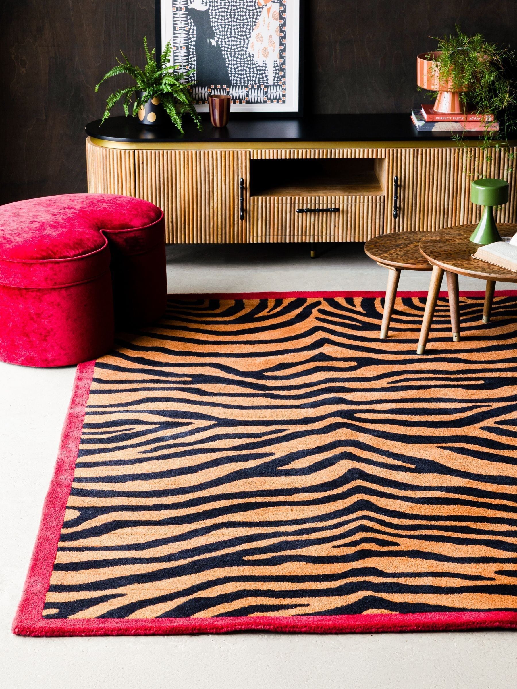 Rockett St George tiger print wool tufted rug - British product