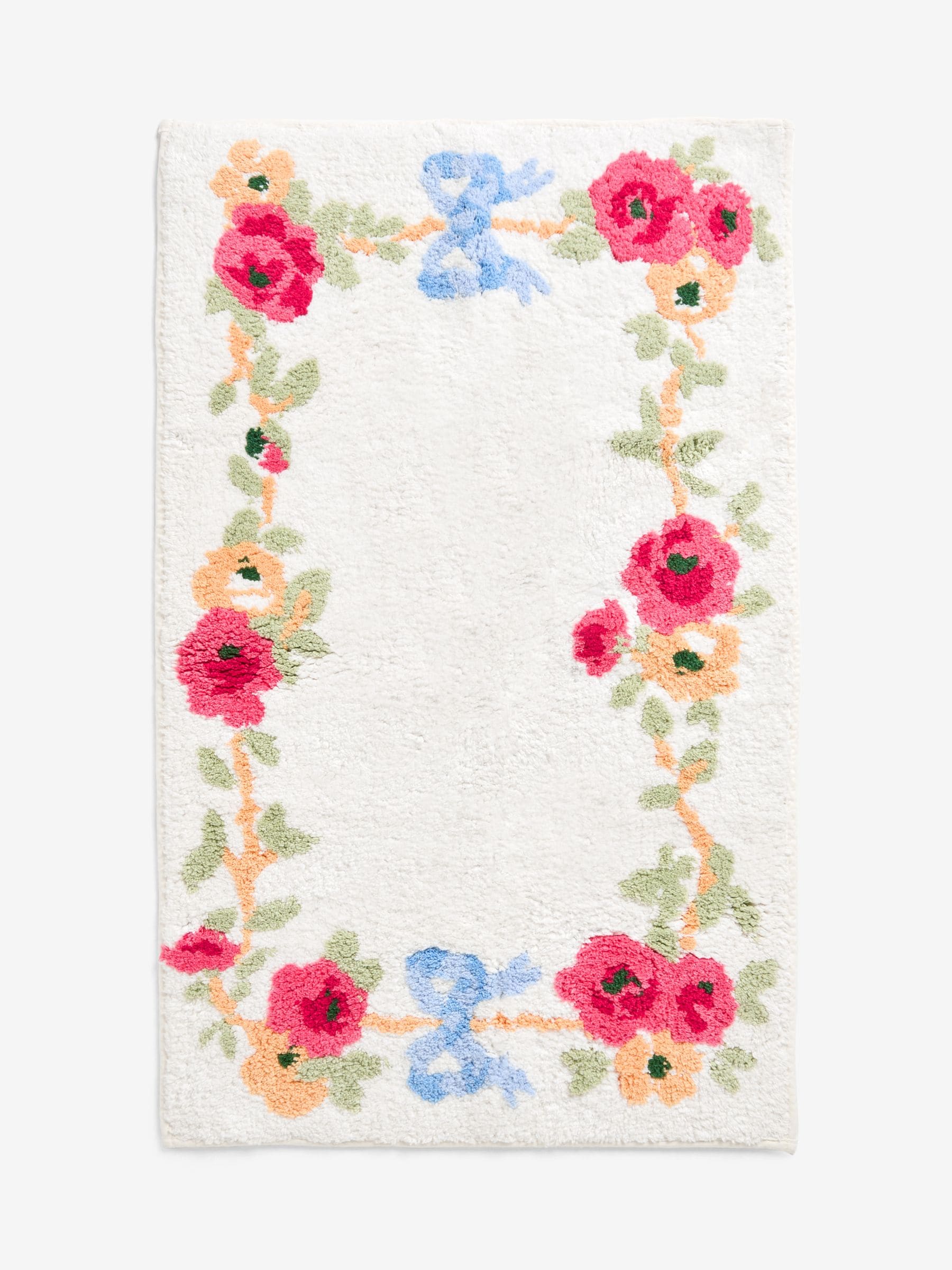 Cath Kidston cream floral rose and bows 100% cotton bath mat - British product