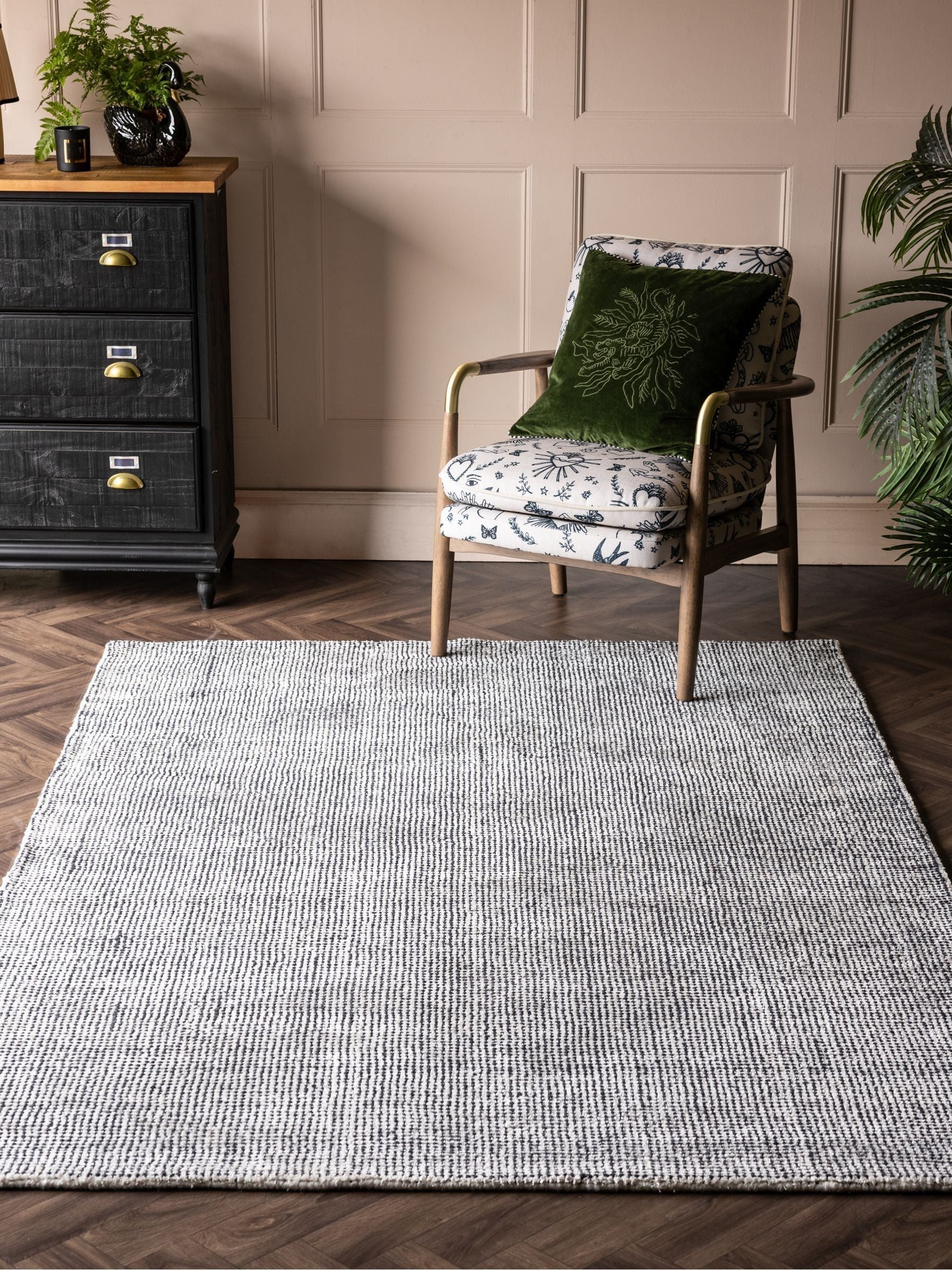 Rockett St George black dotty tufted rug, UK version