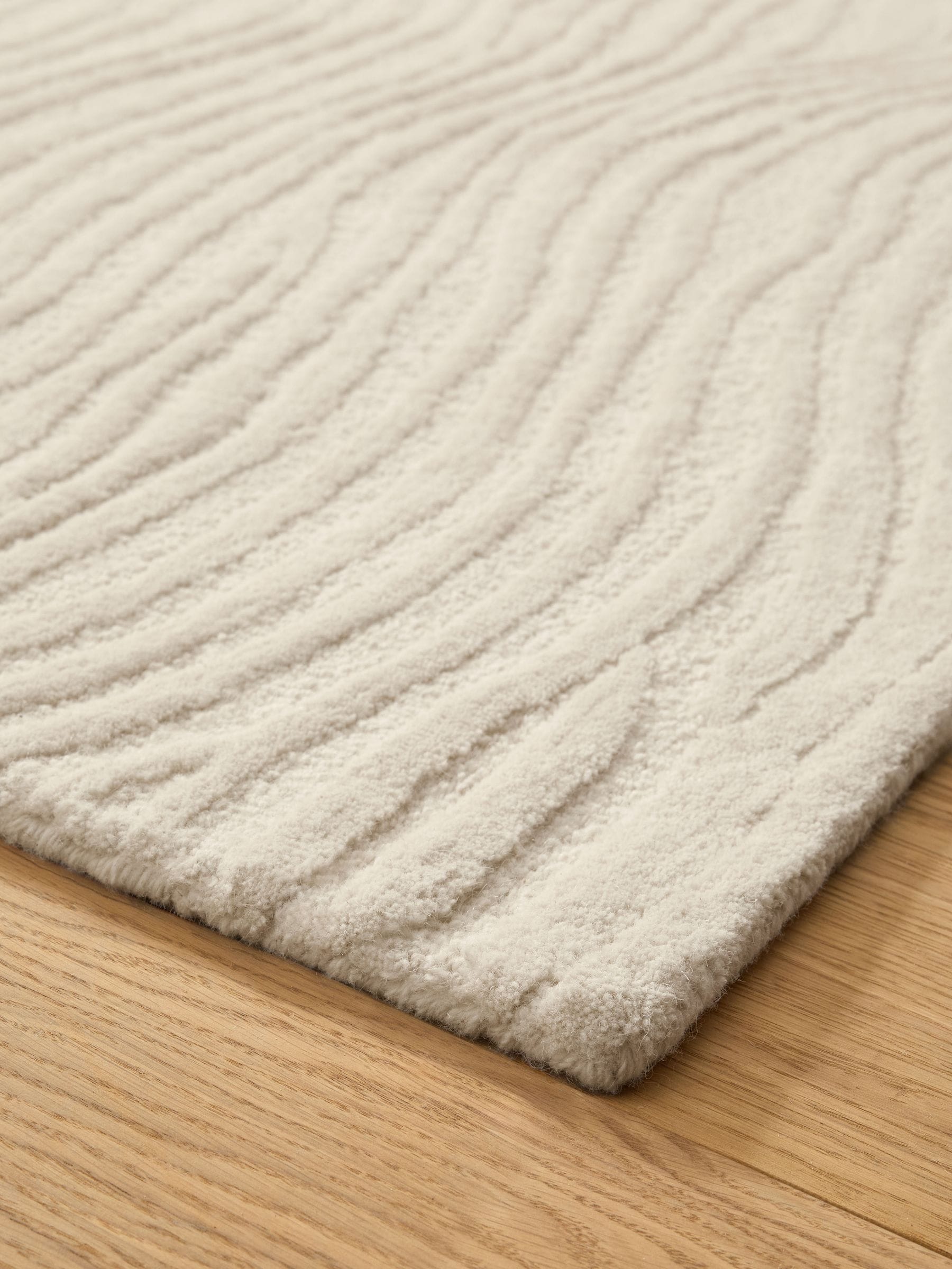 Sosandar Natural Mariana Ripple wool tufted rug (British brand)