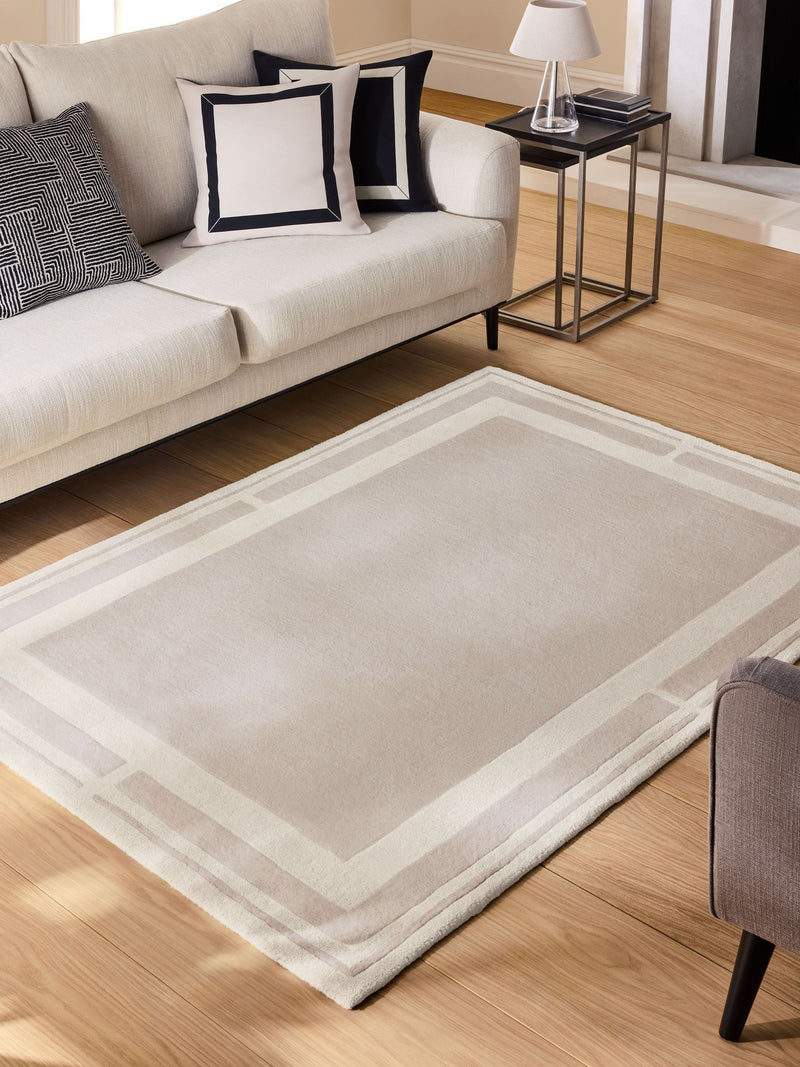 Sosandar Grey Serafina tufted border rug (British brand)