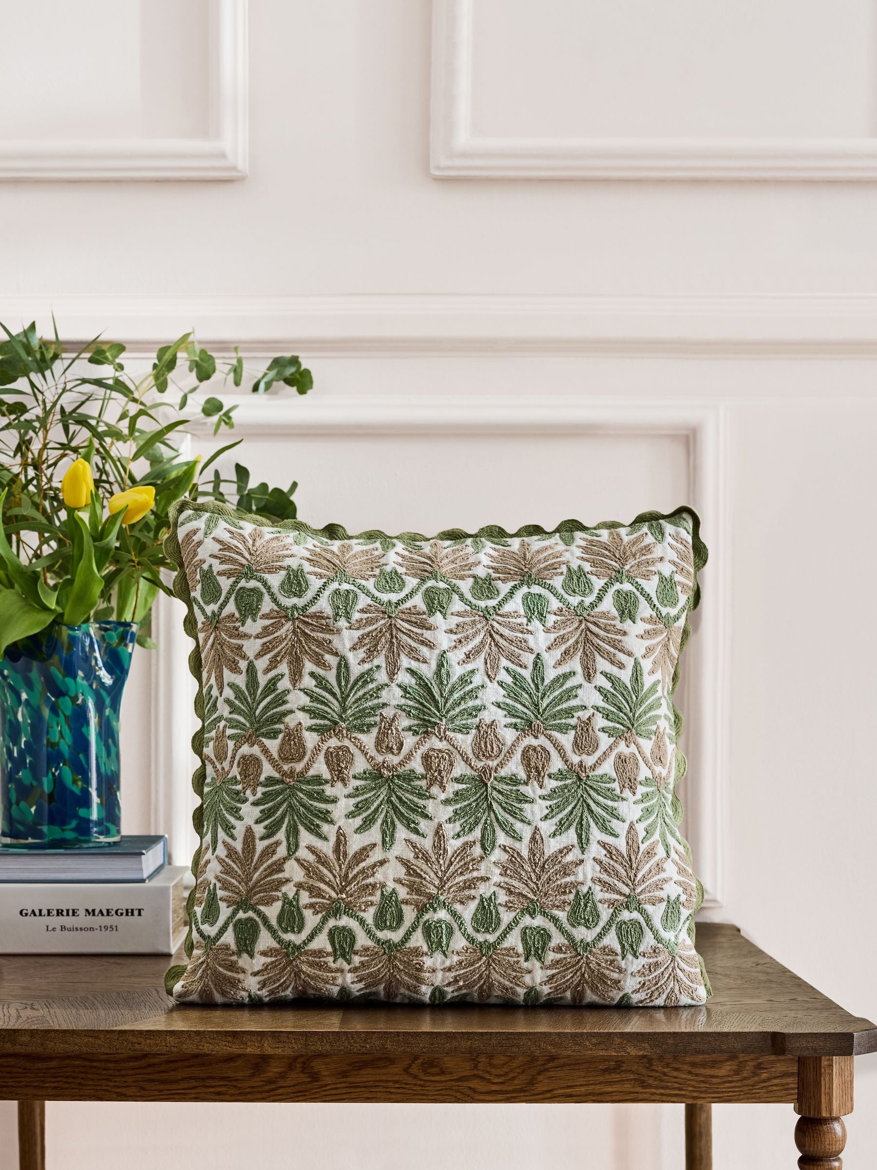 Nina Campbell embroidered cushion 43cm, UK version