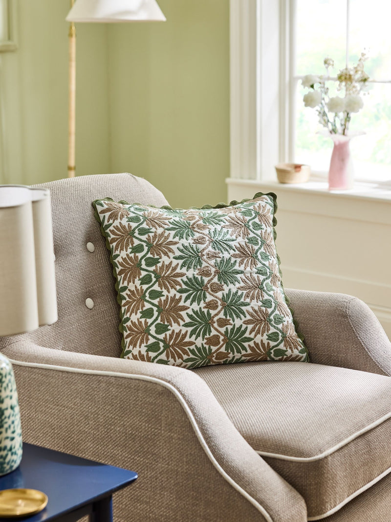 Nina Campbell embroidered cushion 43cm, UK version
