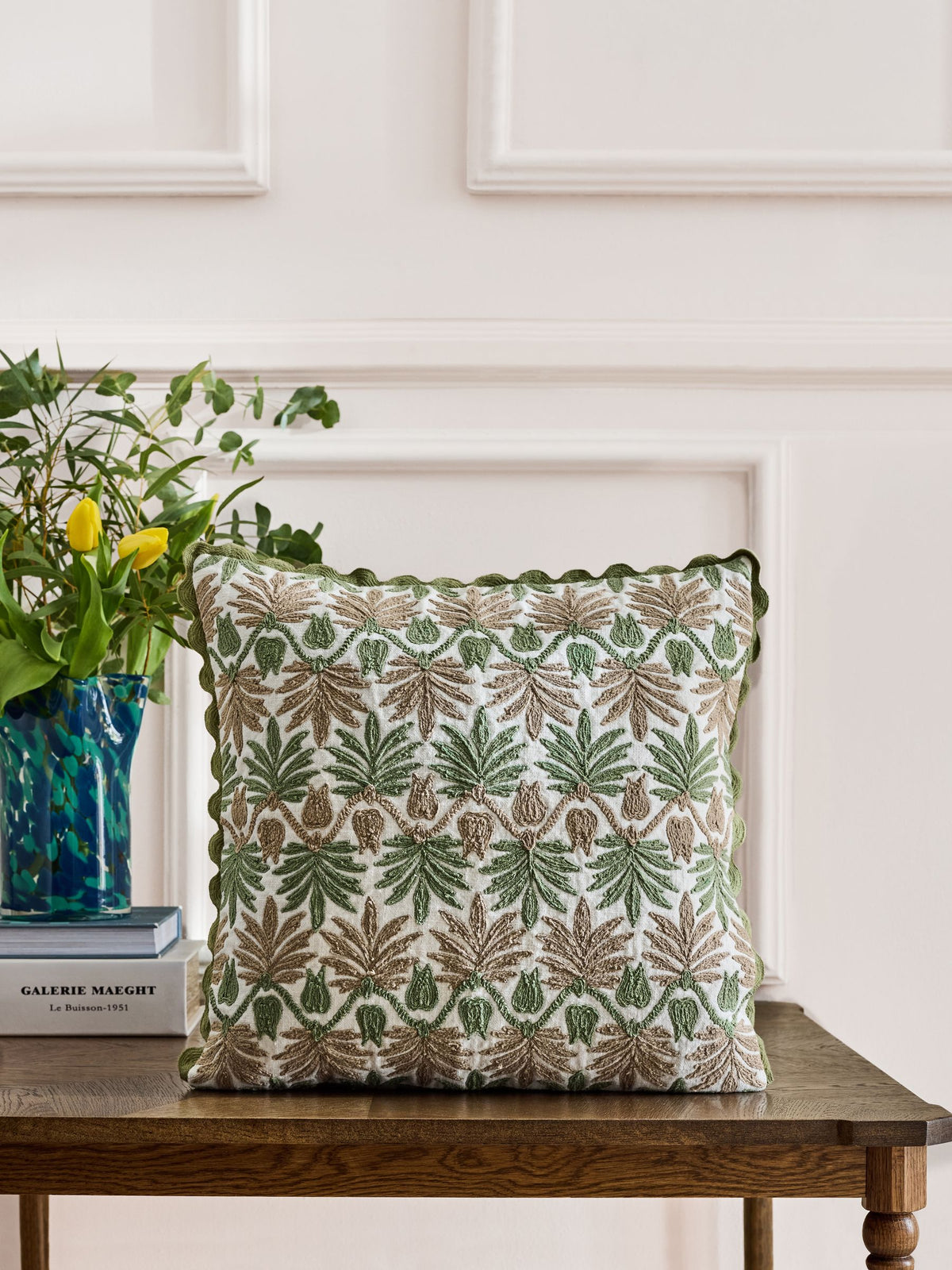 Nina Campbell embroidered cushion 43cm, UK version