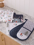 Set of 3 Navy Christmas Scene Tea Towels
