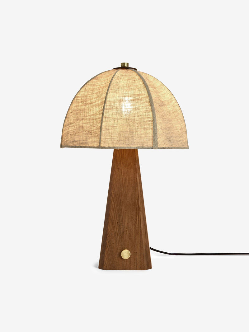 MADE.COM dark wood Benny table lamp, imported from the UK