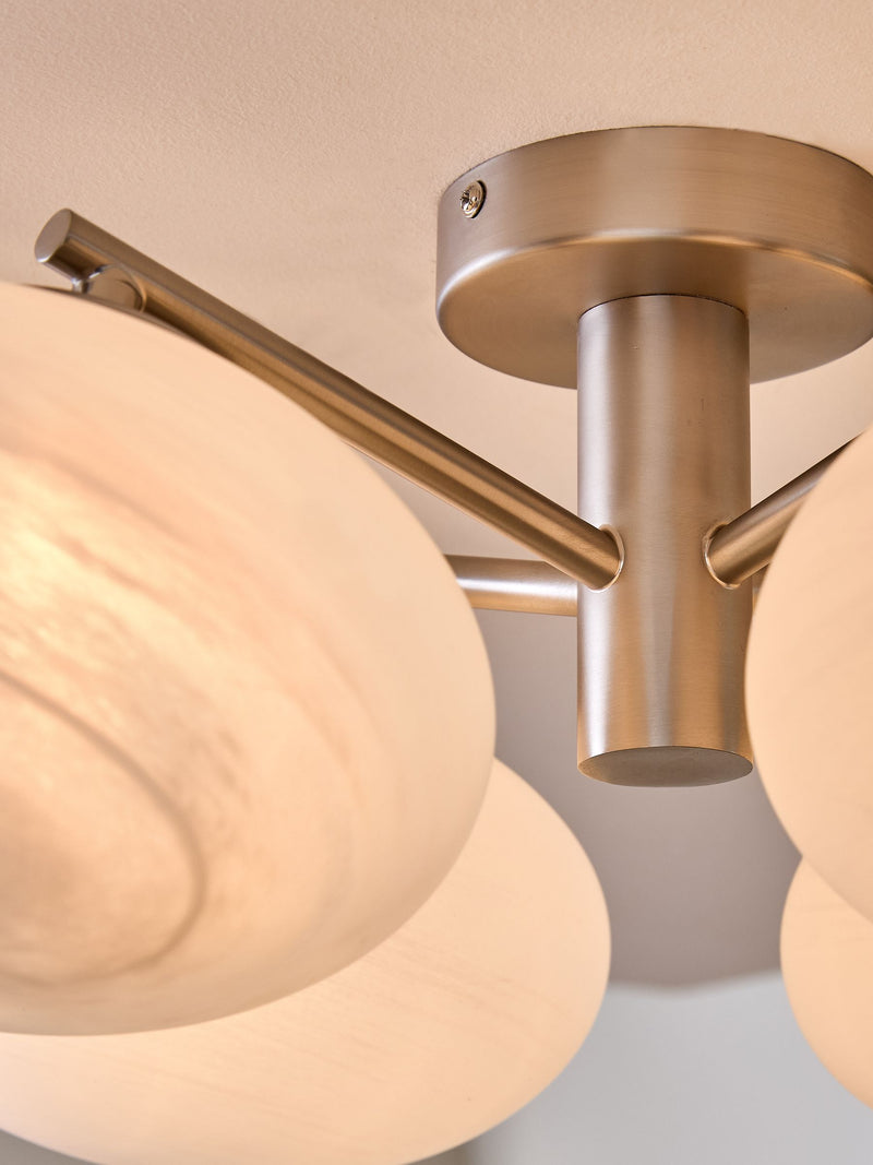 MADE.COM Silver/Frosted Caleb 4 flush light 54cm - British product