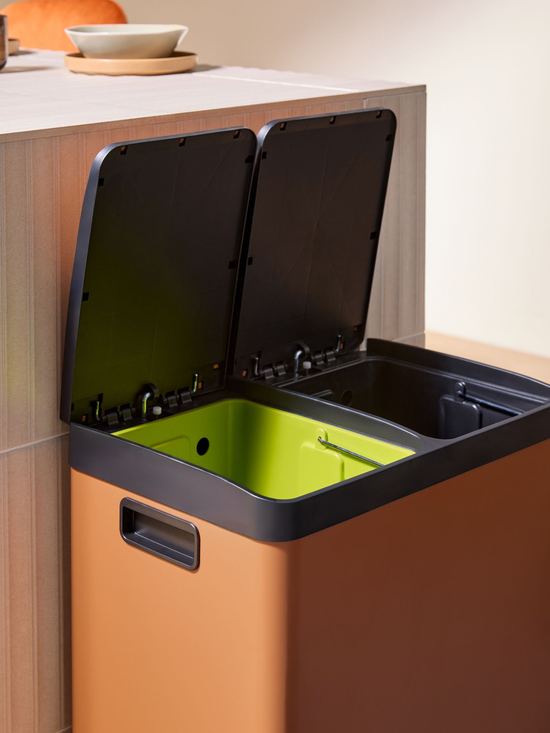MADE.COM Terracotta 60 litre recycling and waste bin, imported from the UK