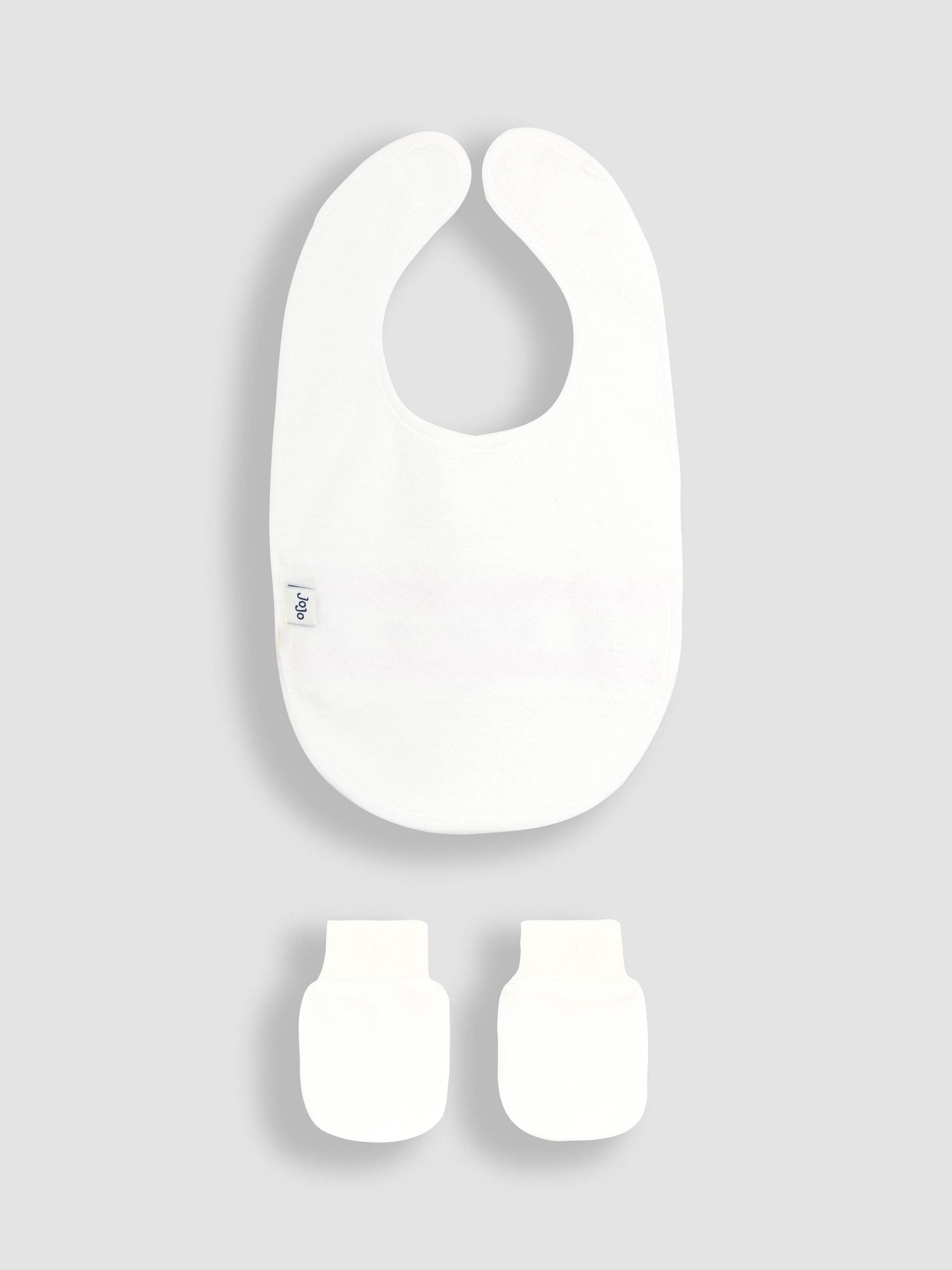 Jojo Maman Bébé white 100% cotton bib mittens 2-pack (British brand)