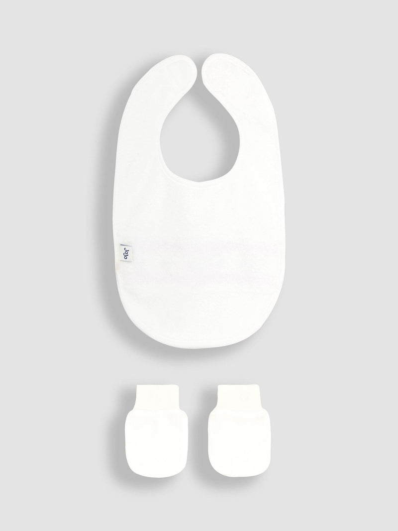 Jojo Maman Bébé white 100% cotton bib mittens 2-pack (British brand)