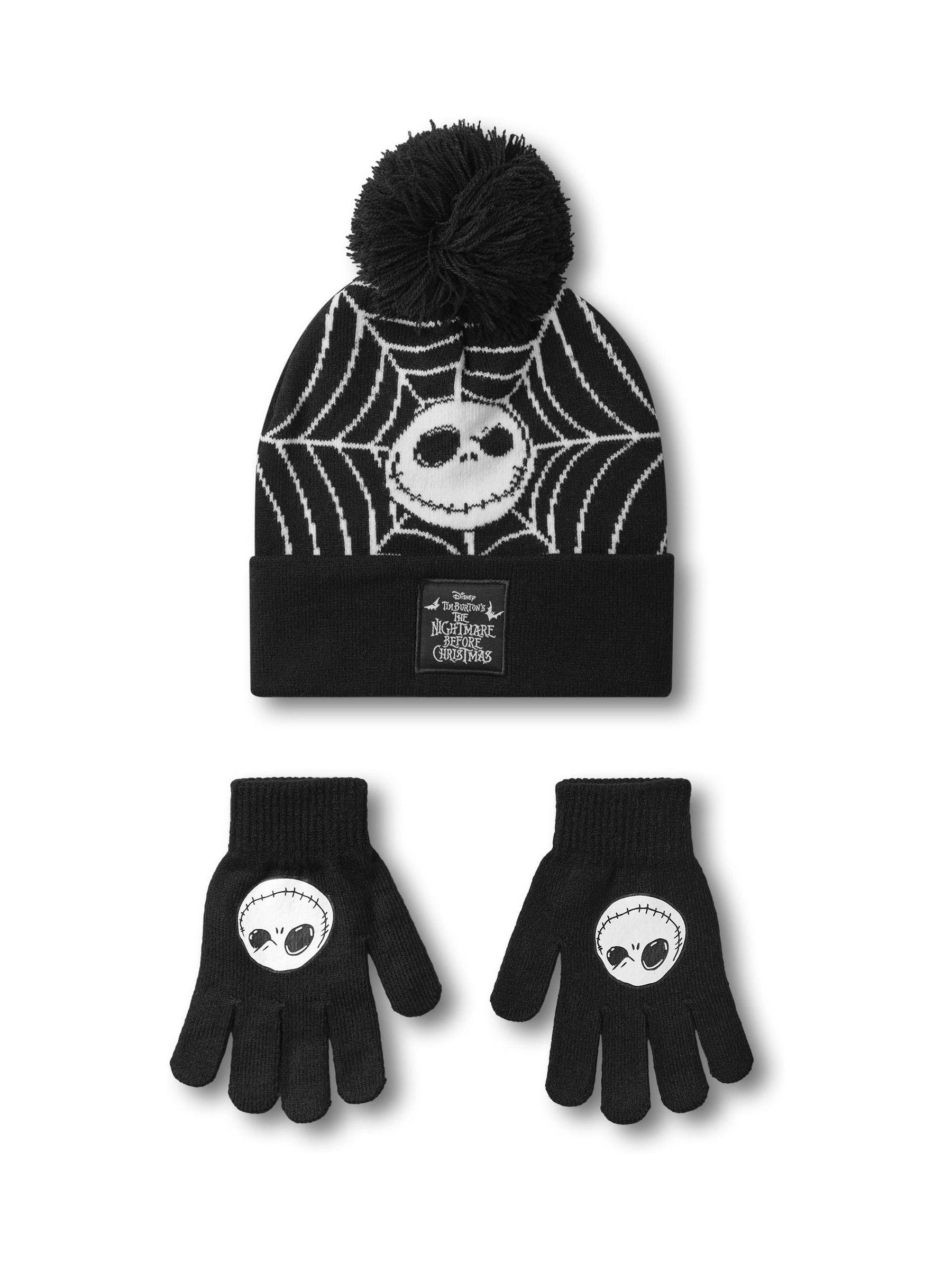Vanilla Underground Nightmare Before Christmas beanie and gloves set, imported from the UK