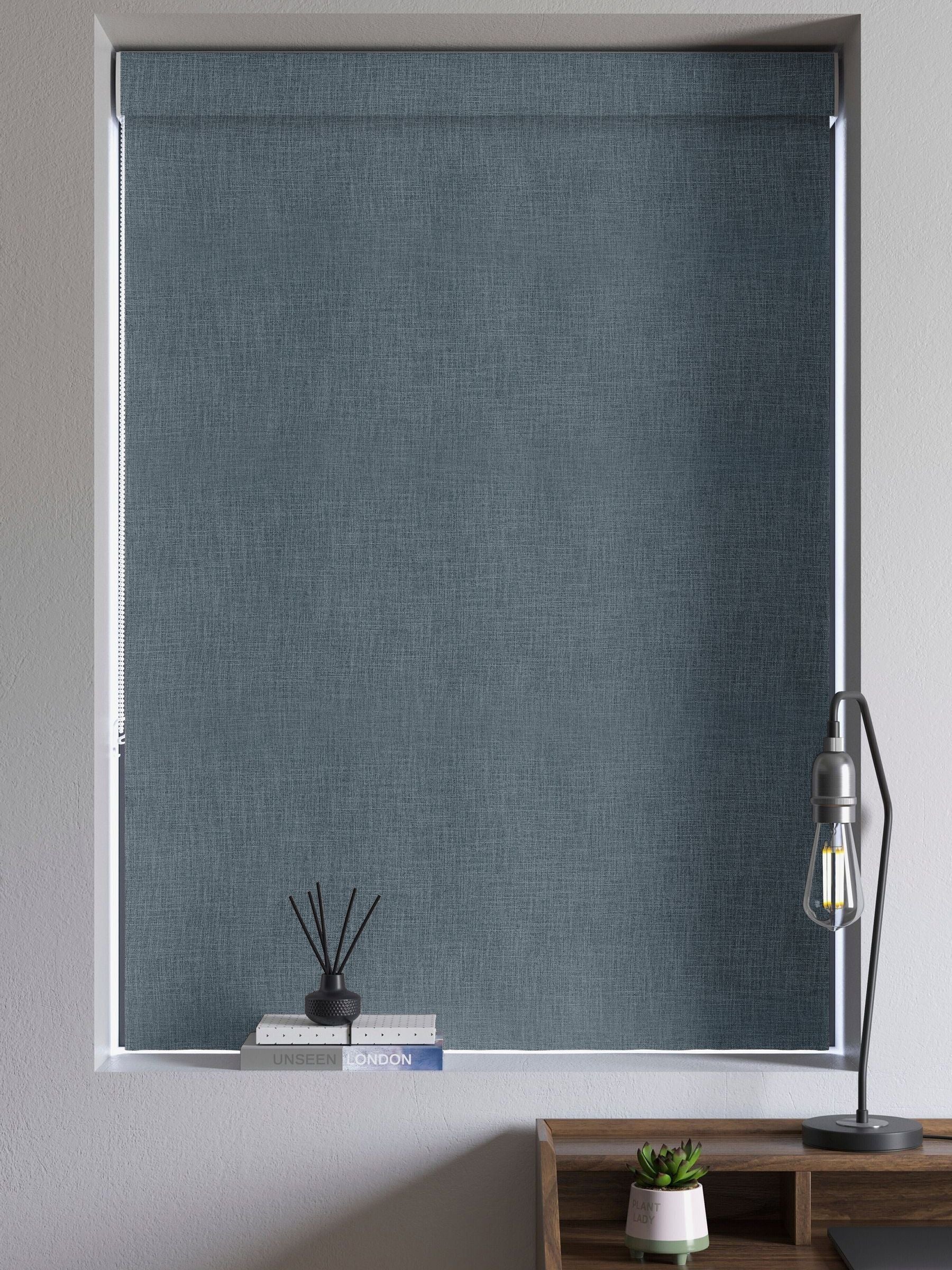 Next Danube Blue Viam roman blind blue woven fabric (British brand)
