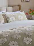 Green Fleece Daisy Floral Jacquard Duvet Cover Set, UK version