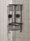 Black corner shower caddy with suction attachments 40cm height - British product
