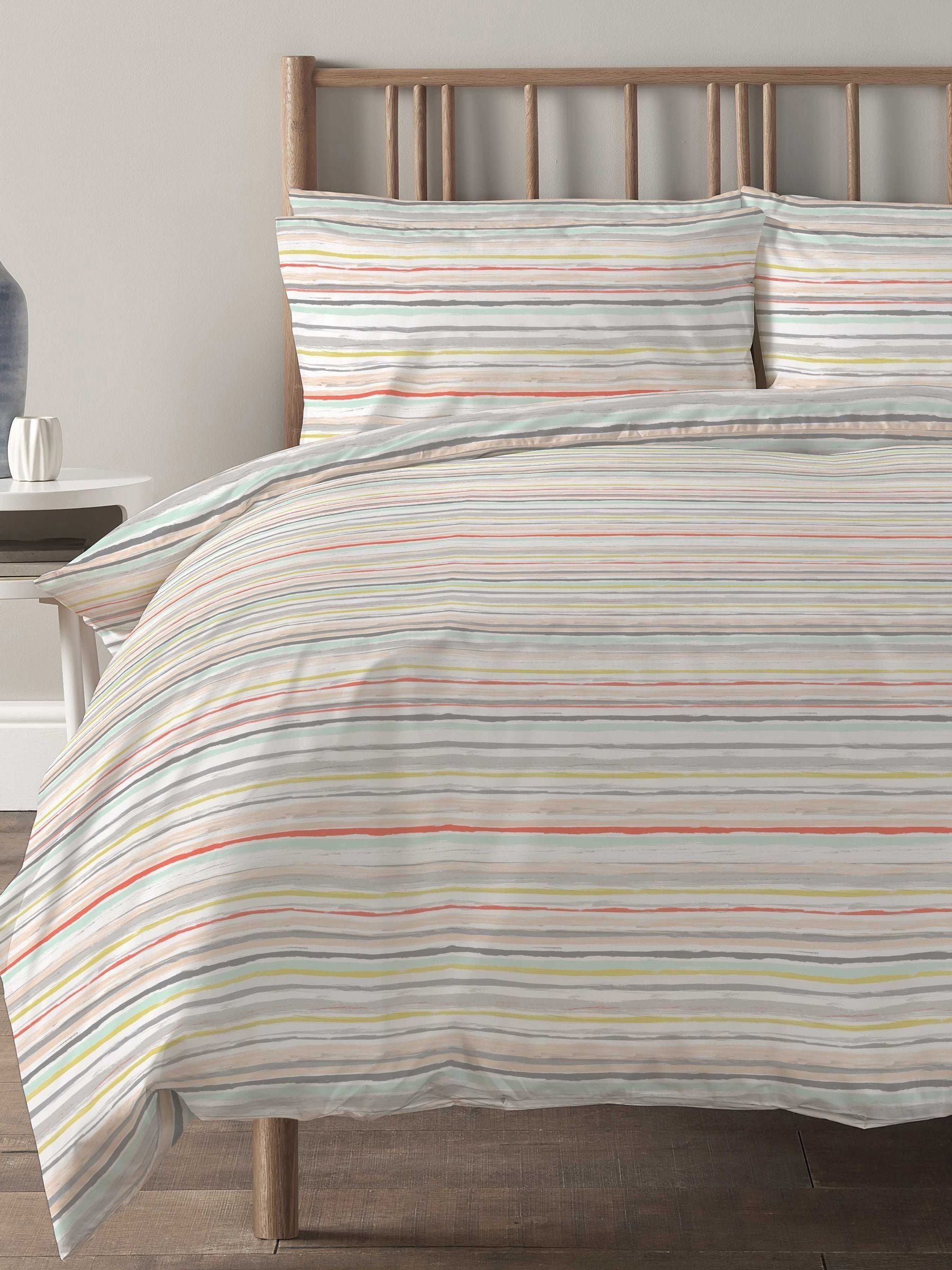 Copenhagen Home pink painterly stripe duvet cover set - British product