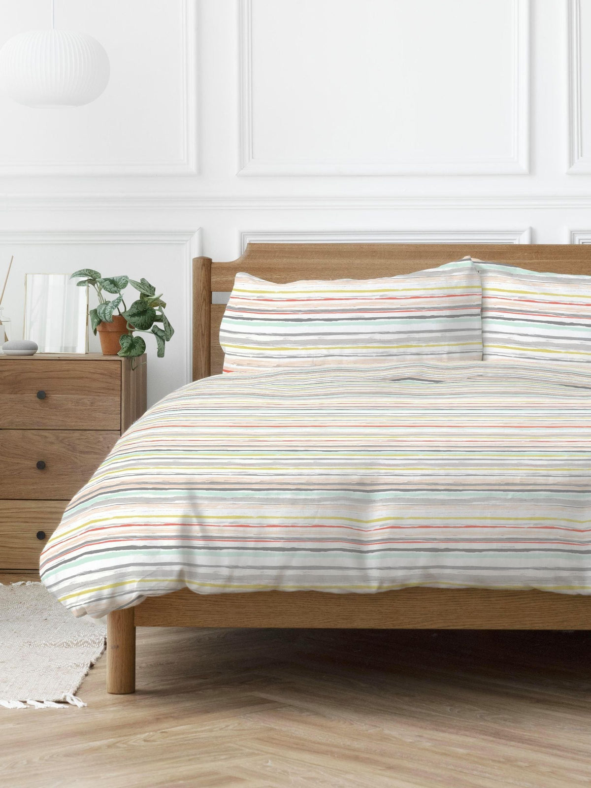 Copenhagen Home pink painterly stripe duvet cover set - British product