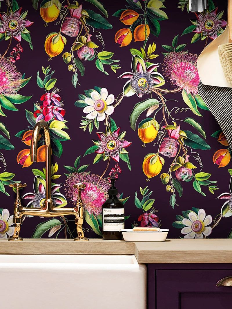 Graham & Brown wallpaper sample Blackcurrant Physic Garden A4, UK version