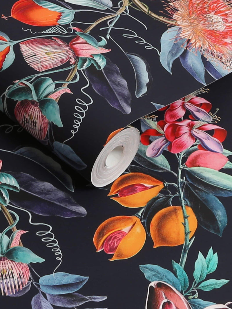 Graham & Brown Navy Physic Garden wallpaper sample A4, imported from the UK