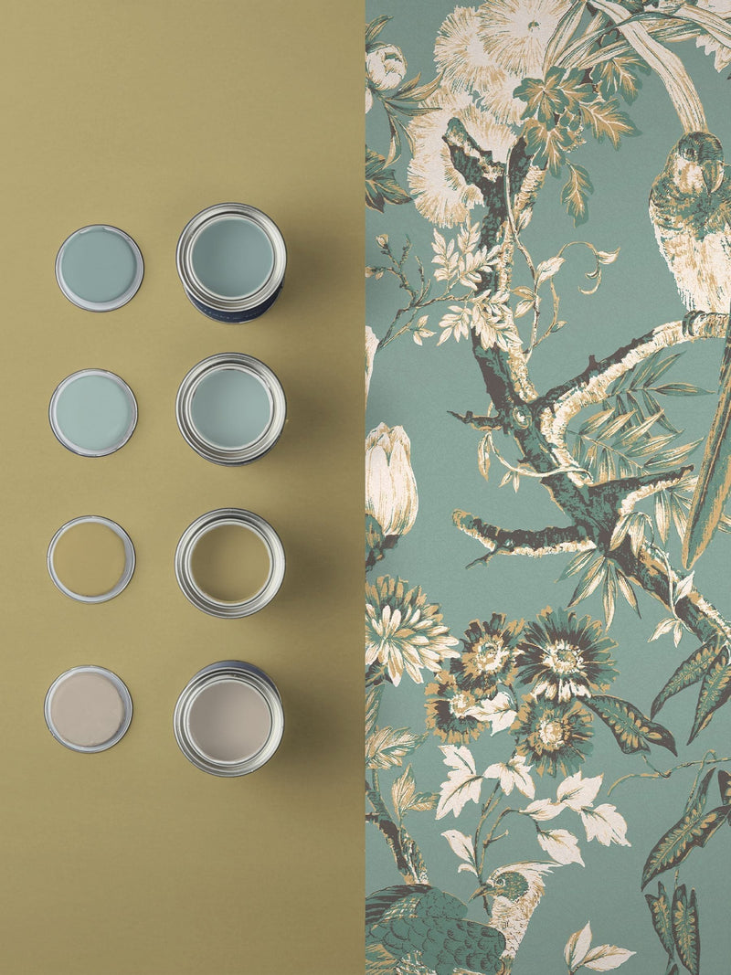 Graham & Brown Duck Egg Perrow A4 wallpaper sample (British brand)