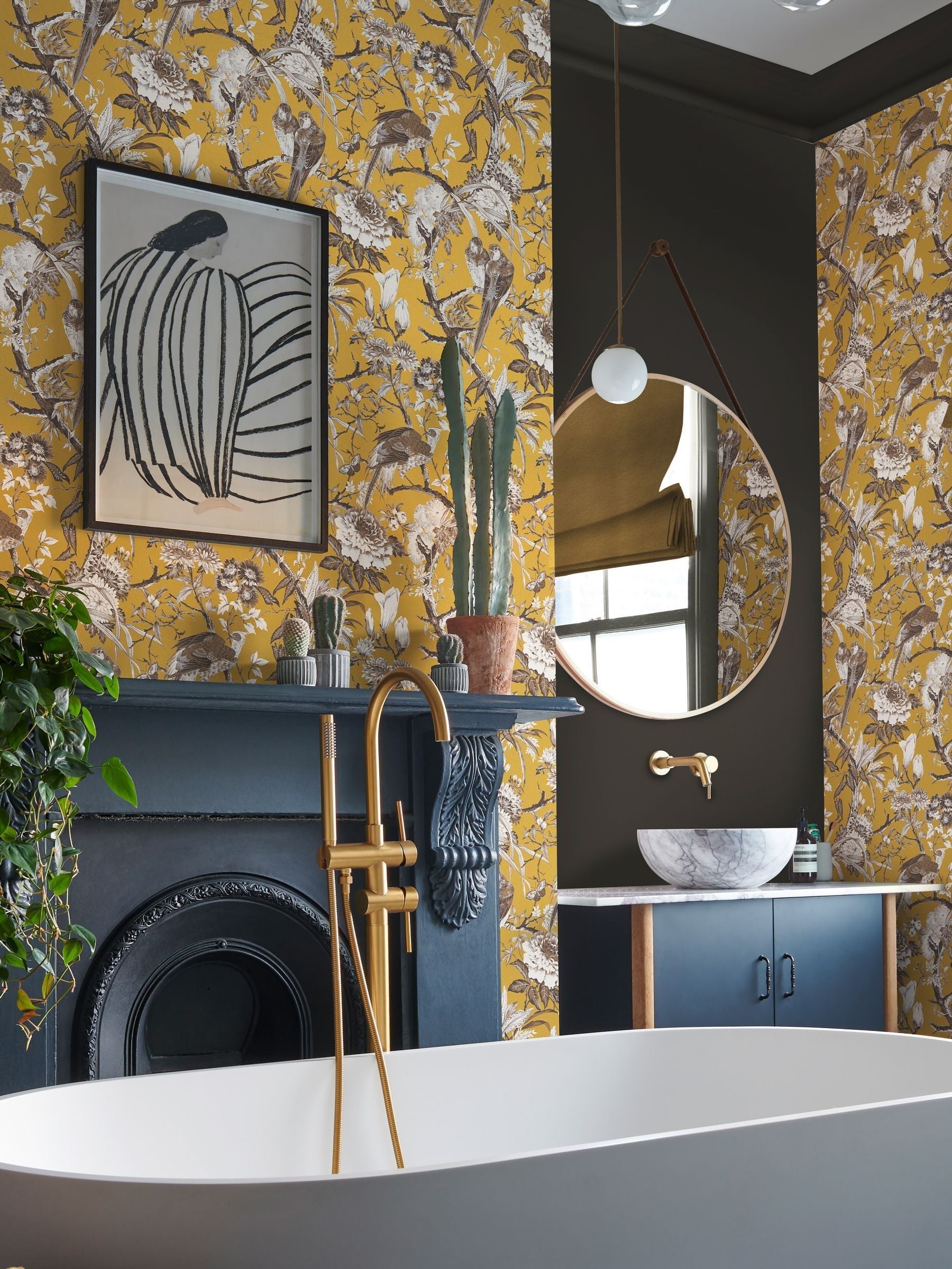 Graham & Brown Perrow Yellow wallpaper sample A4 (British brand)