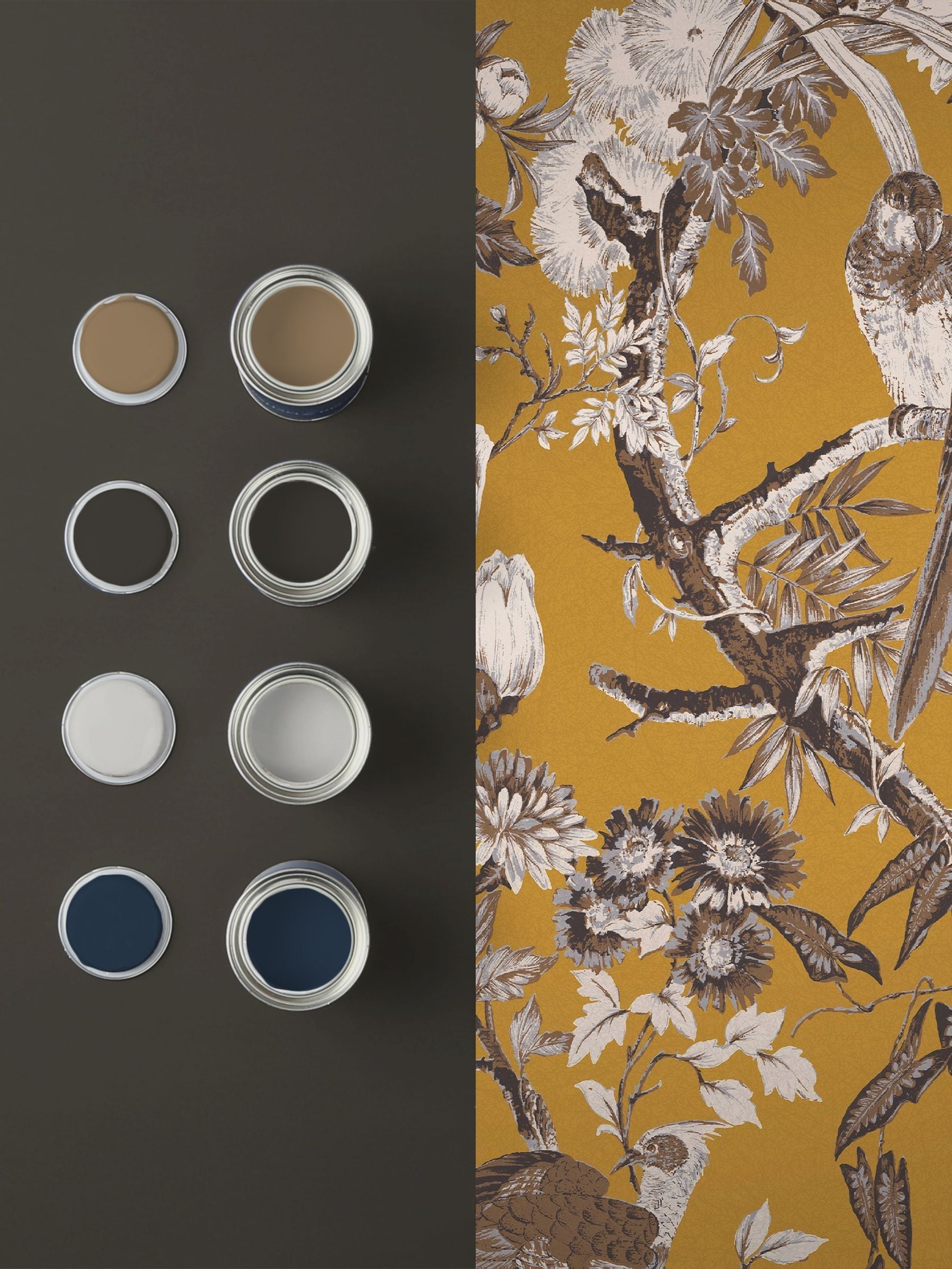 Graham & Brown Perrow Yellow wallpaper sample A4 (British brand)