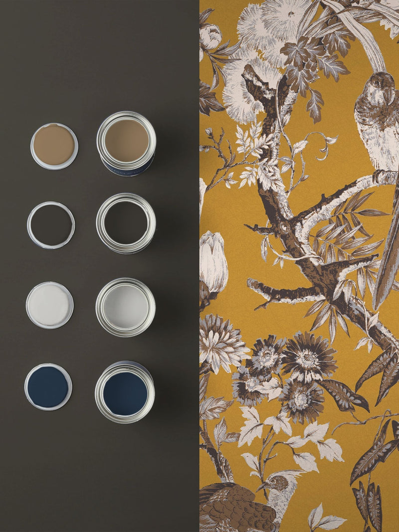 Graham & Brown Perrow Yellow wallpaper sample A4 (British brand)