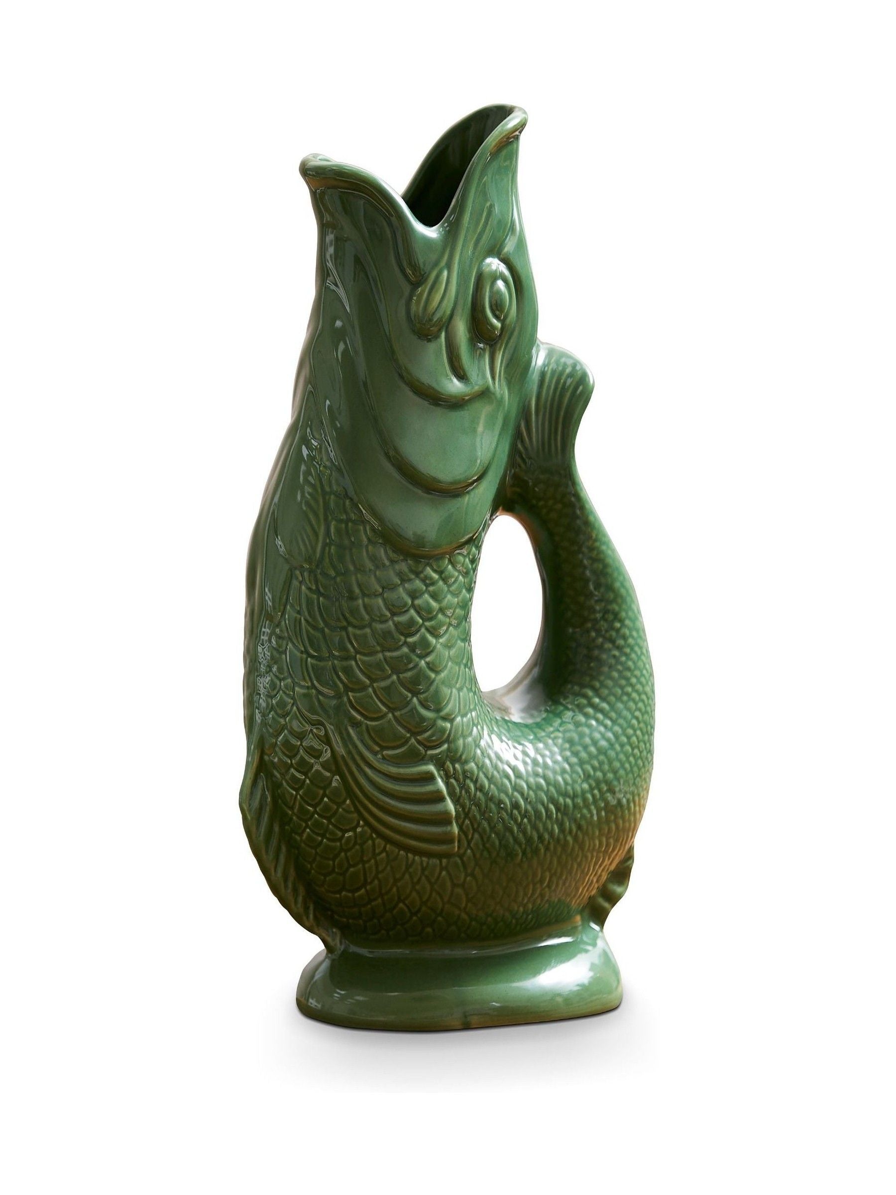 Green Fish-Shaped 0.6L Ceramic Gurgling Jug
