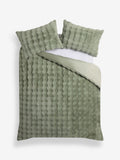 Green Aspen Faux Fur Duvet Cover and Pillowcase Set