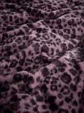 Purple leopard print faux fur duvet cover set, imported from the UK