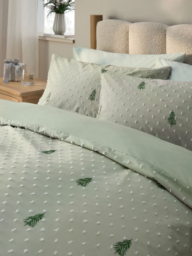 Green Christmas Tree duvet cover and pillowcase set, UK version