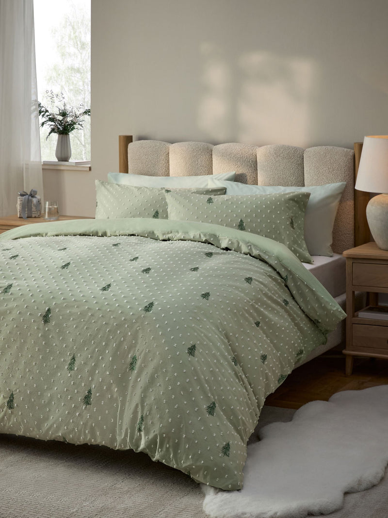 Green Christmas Tree duvet cover and pillowcase set, UK version