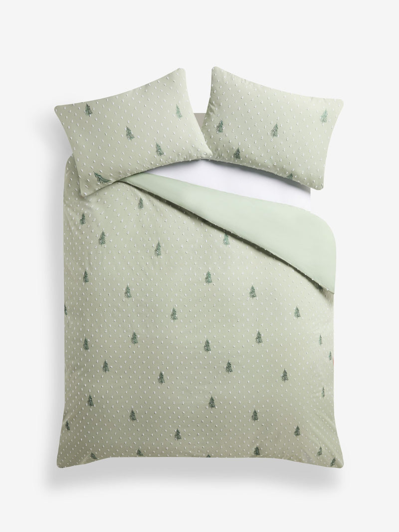 Green Christmas Tree duvet cover and pillowcase set, UK version