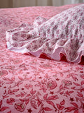 Pink Floral Star duvet cover and pillowcase set, imported from the UK