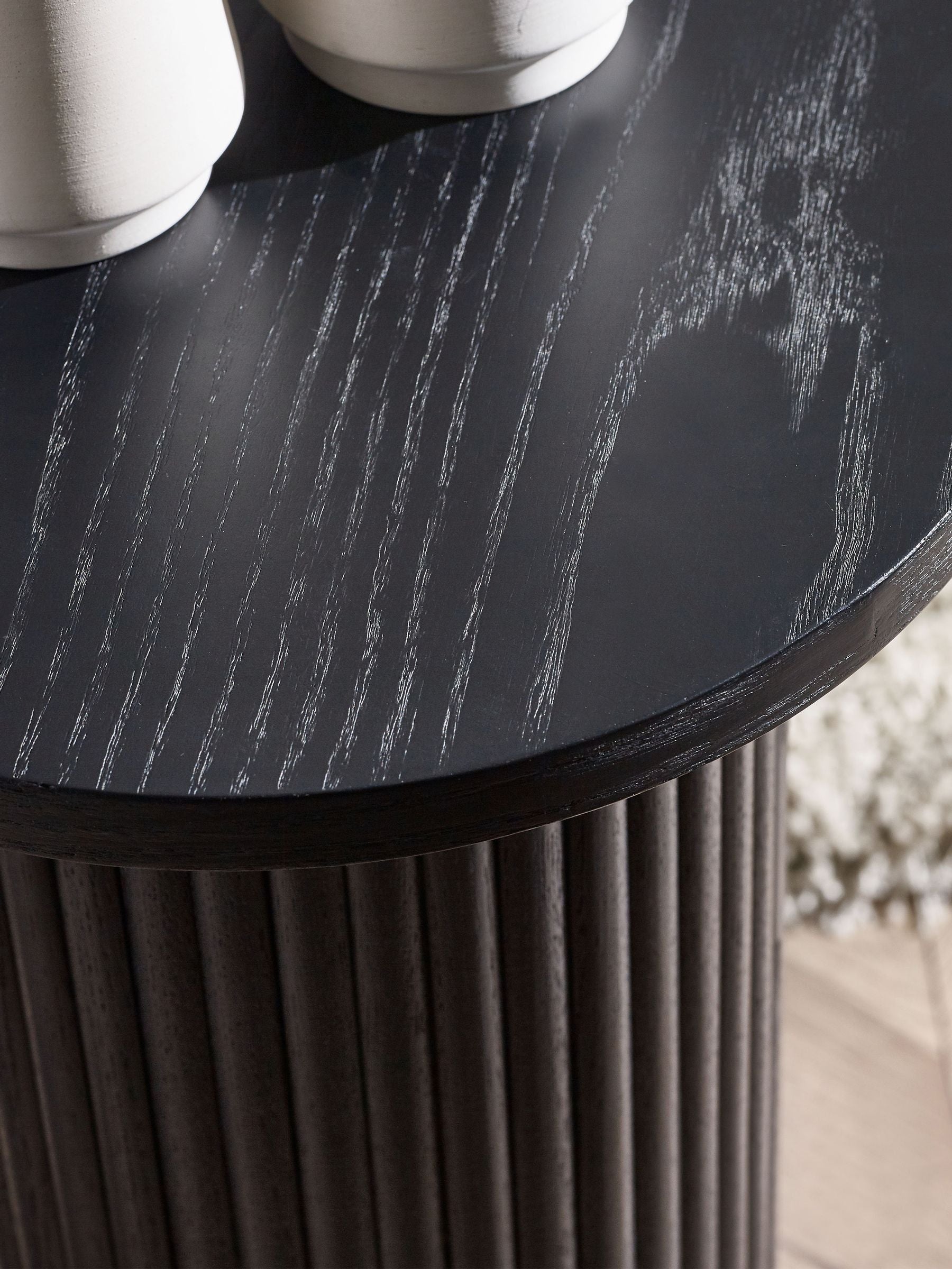 Julian Bowen Black Louis Fluted Drinks Table, imported from the UK
